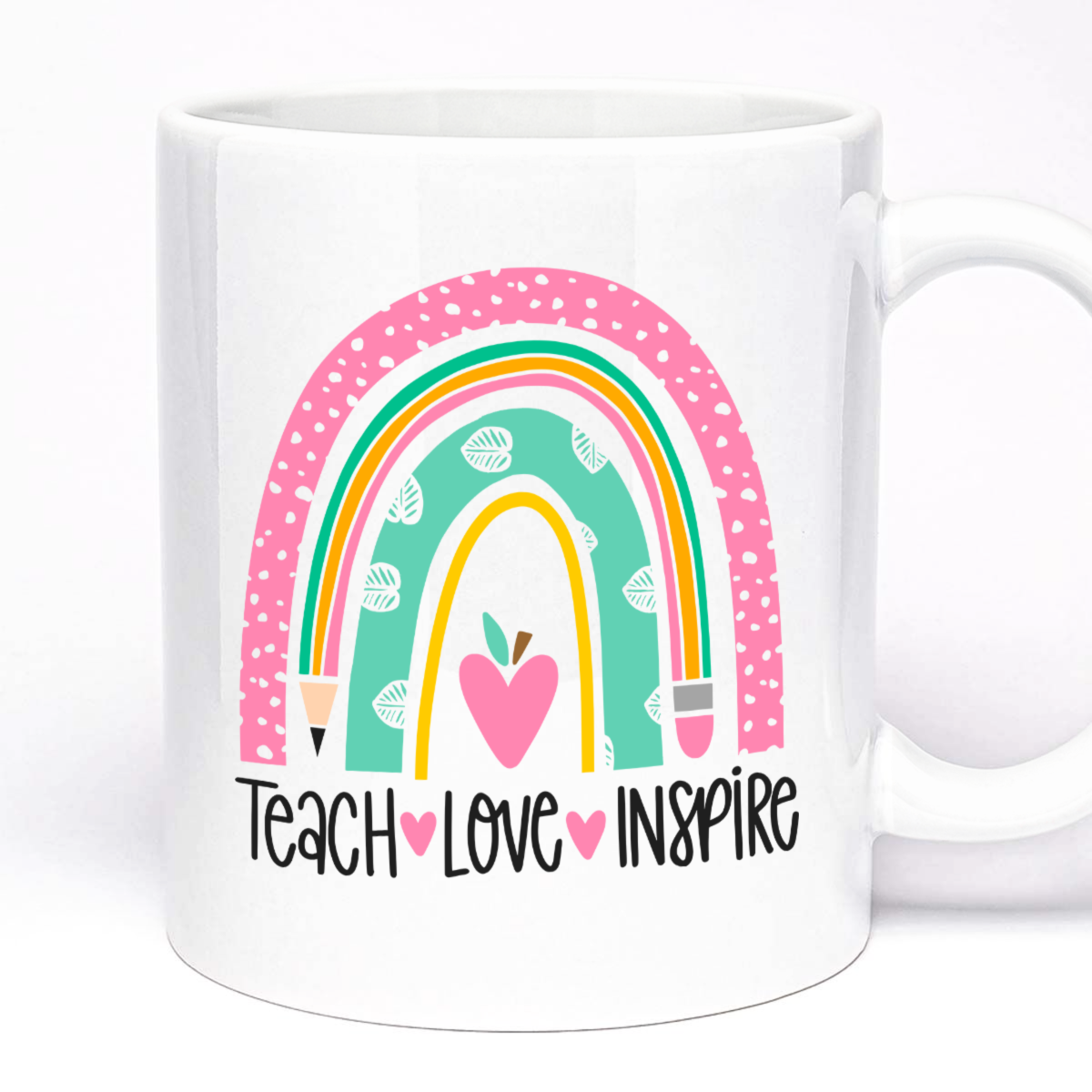 Teacher's Gift Mug, Teach Love Inspire Design, 11oz Ceramic