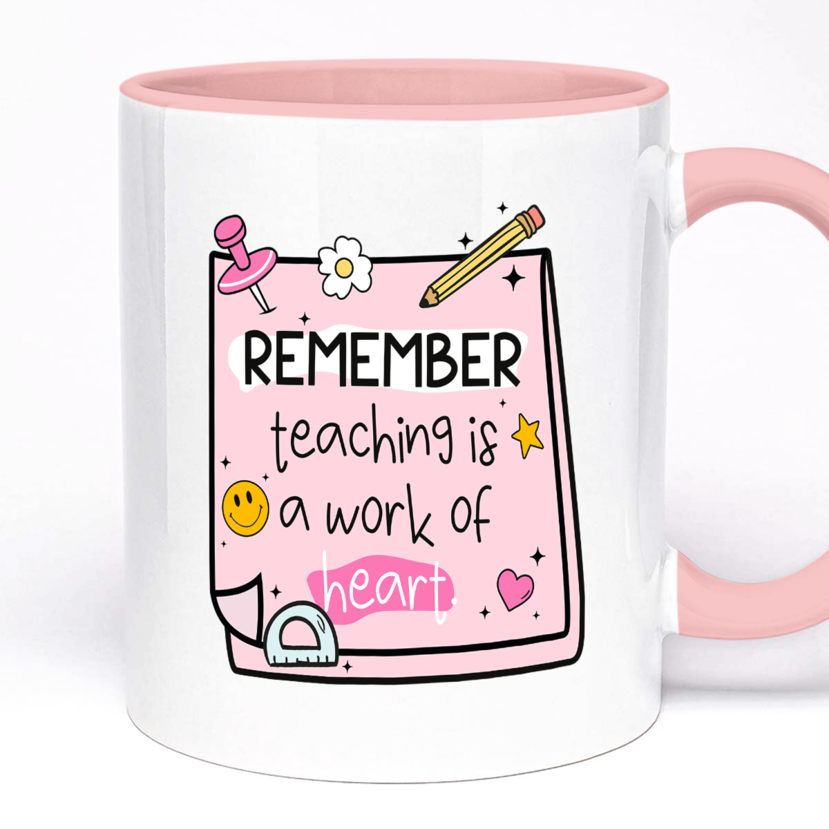 Teacher Gift Mug, Teaching is a work of heart, 11oz Ceramic Mug, Custom Text Option