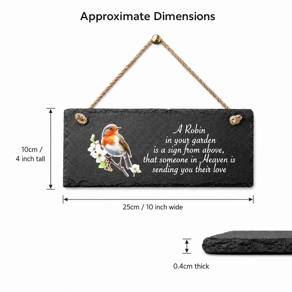 Robin Memorial Garden Slate Sign – Wall Hanging Decoration