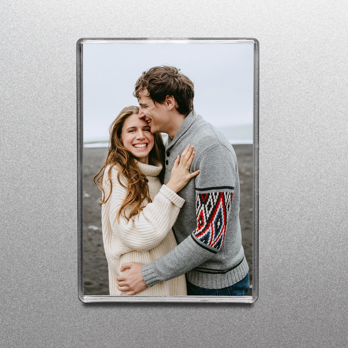 photo magnet on fridge door