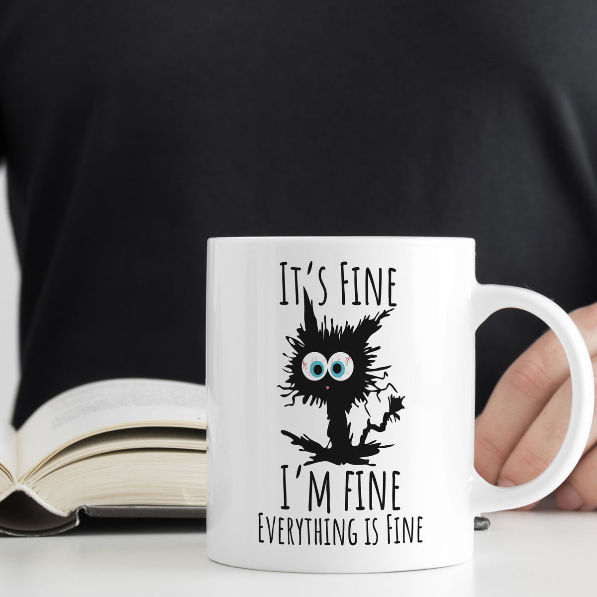 Funny Cat Gift Mug | It's Fine, I Am Fine, Everything Is Fine | 11oz Ceramic Mug