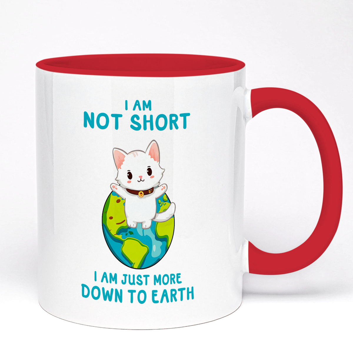 I’m Not Short, I’m More Down to Earth Funny Cat Mug – Cute Gift for Cat Lovers