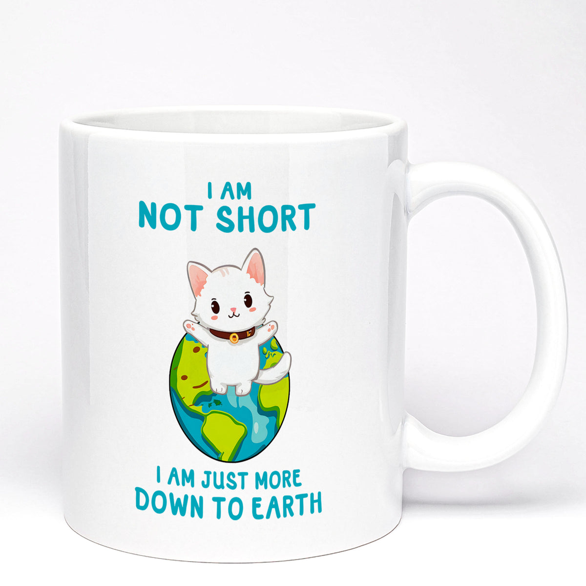I’m Not Short, I’m More Down to Earth Funny Cat Mug – Cute Gift for Cat Lovers