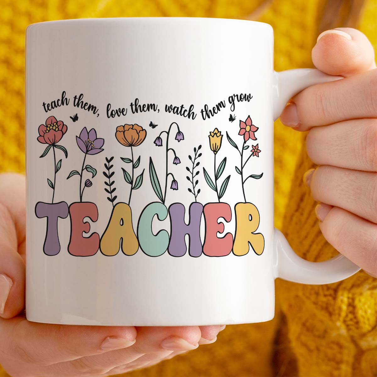 Teacher's Gift Mug, Custom Text Option, 11oz Ceramic
