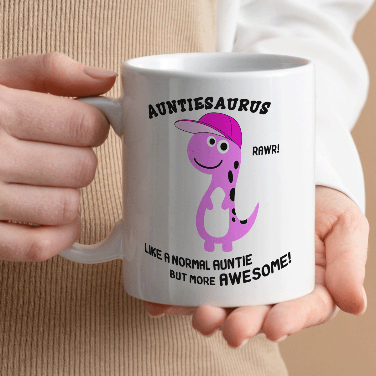 Auntiesaurus Gift Mug For Auntie | 11oz Ceramic Mug | Personalised