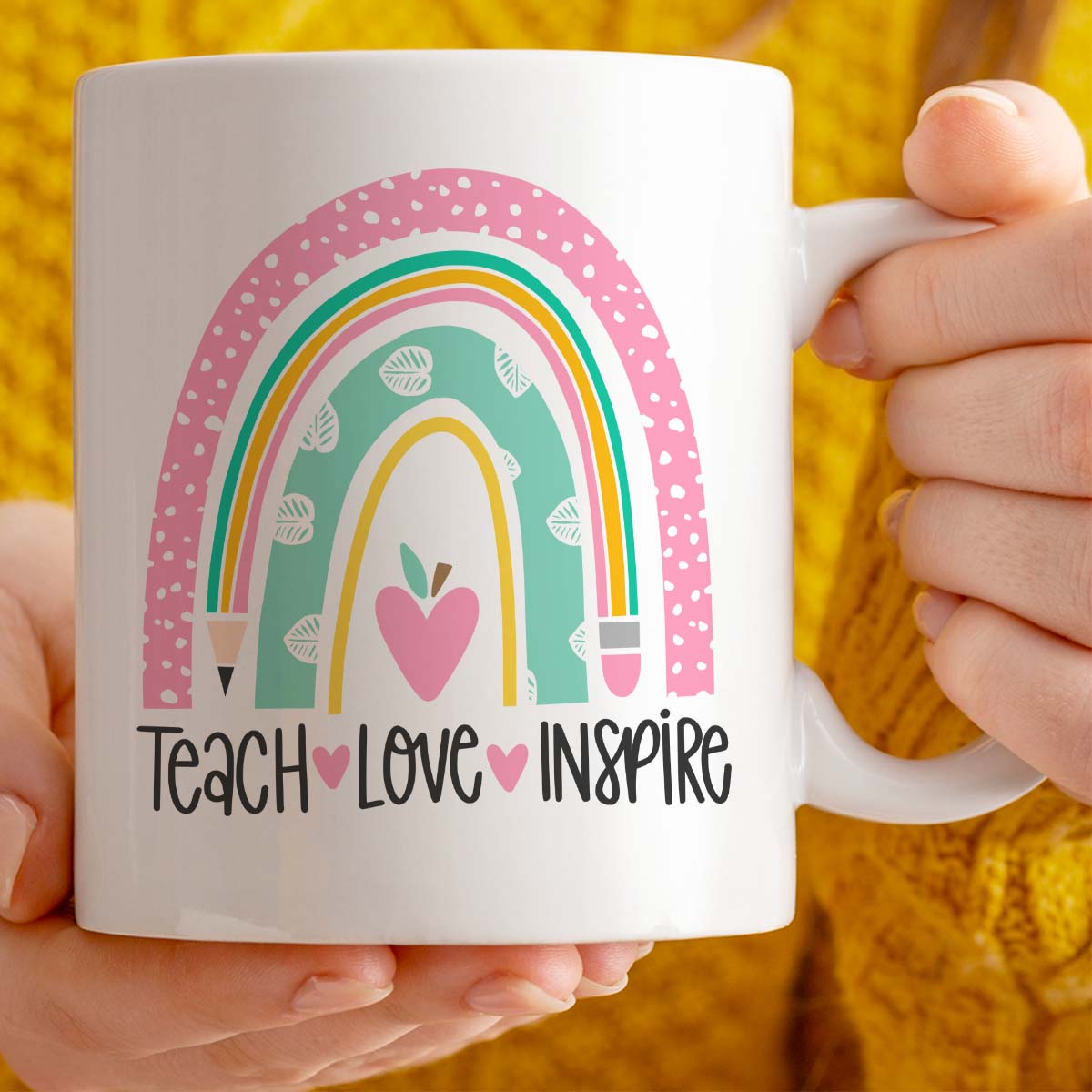 Teacher's Gift Mug, Teach Love Inspire Design, 11oz Ceramic
