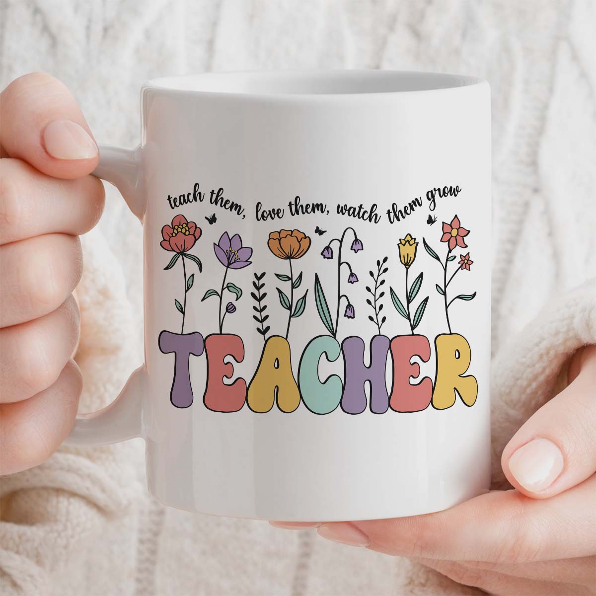 Teacher's Gift Mug, Custom Text Option, 11oz Ceramic