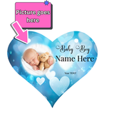 Personalised Hanging Sign, Baby Boy Design, Upload your Photo, Enter Name, Write Message