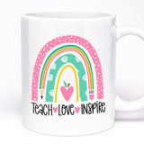 Teacher's Gift Mug, Teach Love Inspire Design, 11oz Ceramic