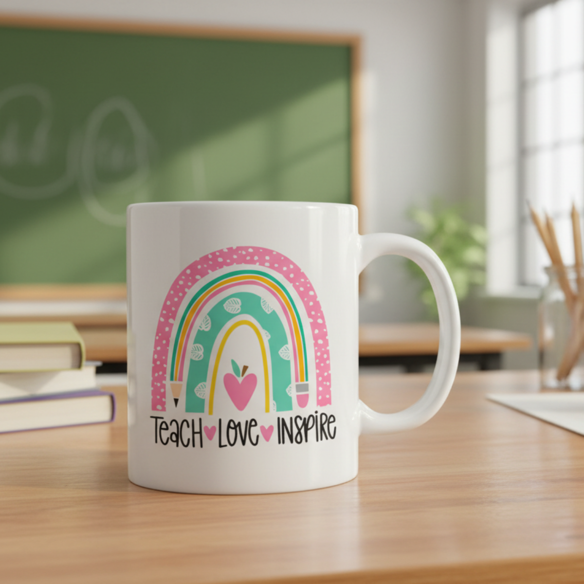 Teacher's Gift Mug, Teach Love Inspire Design, 11oz Ceramic