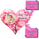 Personalised Hanging Sign, Baby Girl Design, Upload your Photo, Enter Name, Write Message