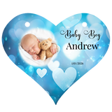 Personalised Hanging Sign, Baby Boy Design, Upload your Photo, Enter Name, Write Message