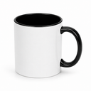 White ceramic mug with black handle