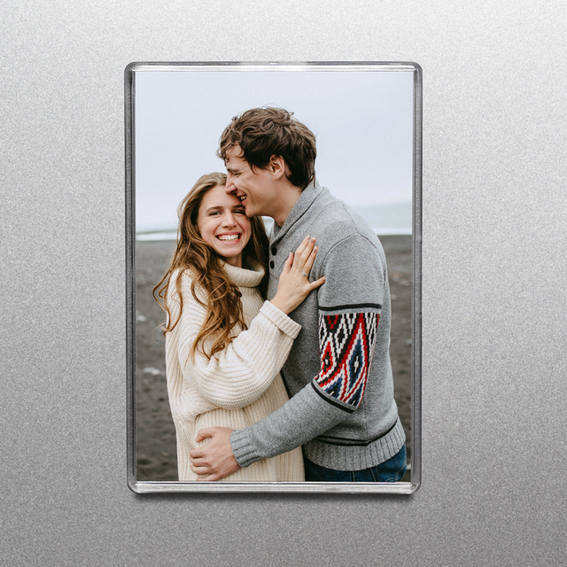 photo magnet on fridge door