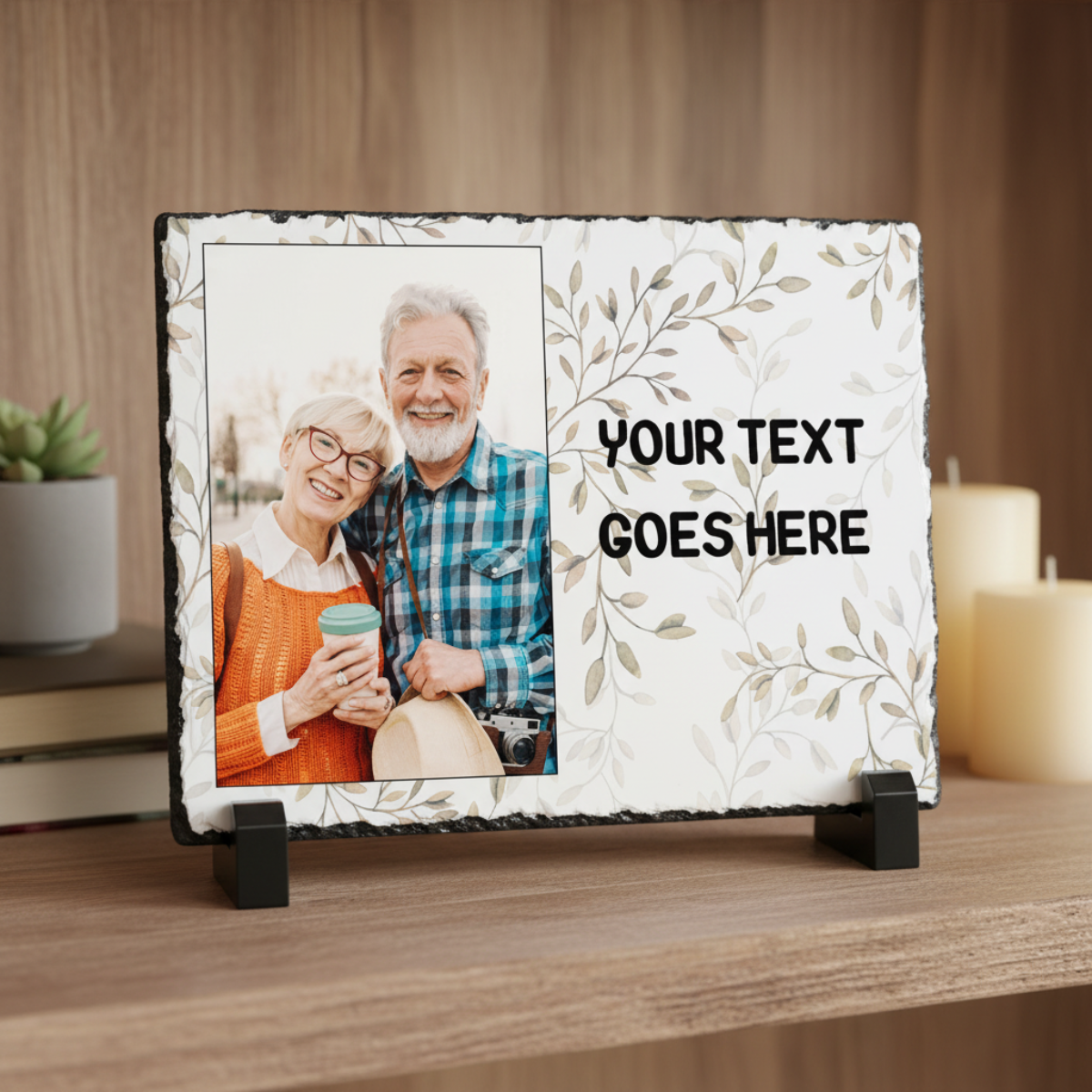 Personalised Gift Photo Slate - 19x14cm (5.5in x 7.5in) Custom Photo and Text | Classic