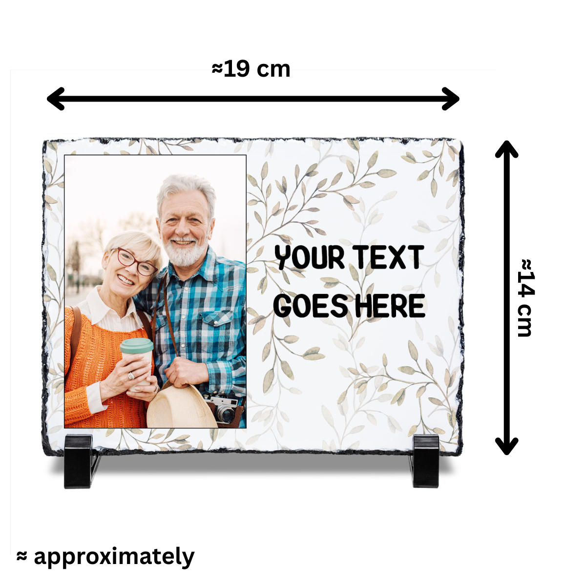 Personalised Gift Photo Slate - 19x14cm (5.5in x 7.5in) Custom Photo and Text | Classic