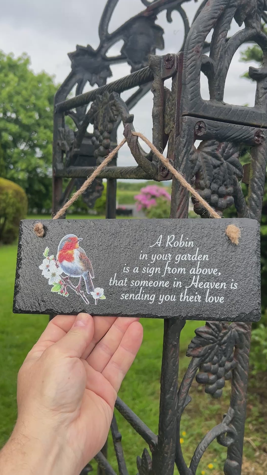 Robin Memorial Garden Slate Sign – Wall Hanging Decoration