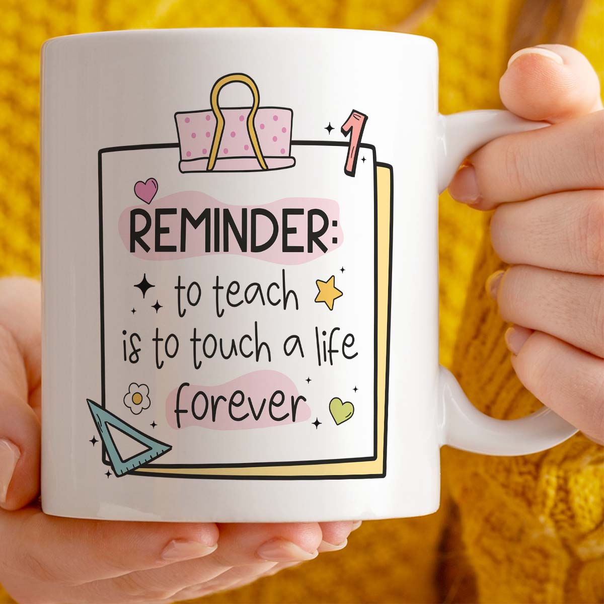 Teacher Mug, To teach is to touch a life forever, 11oz Ceramic Mug, Custom Text